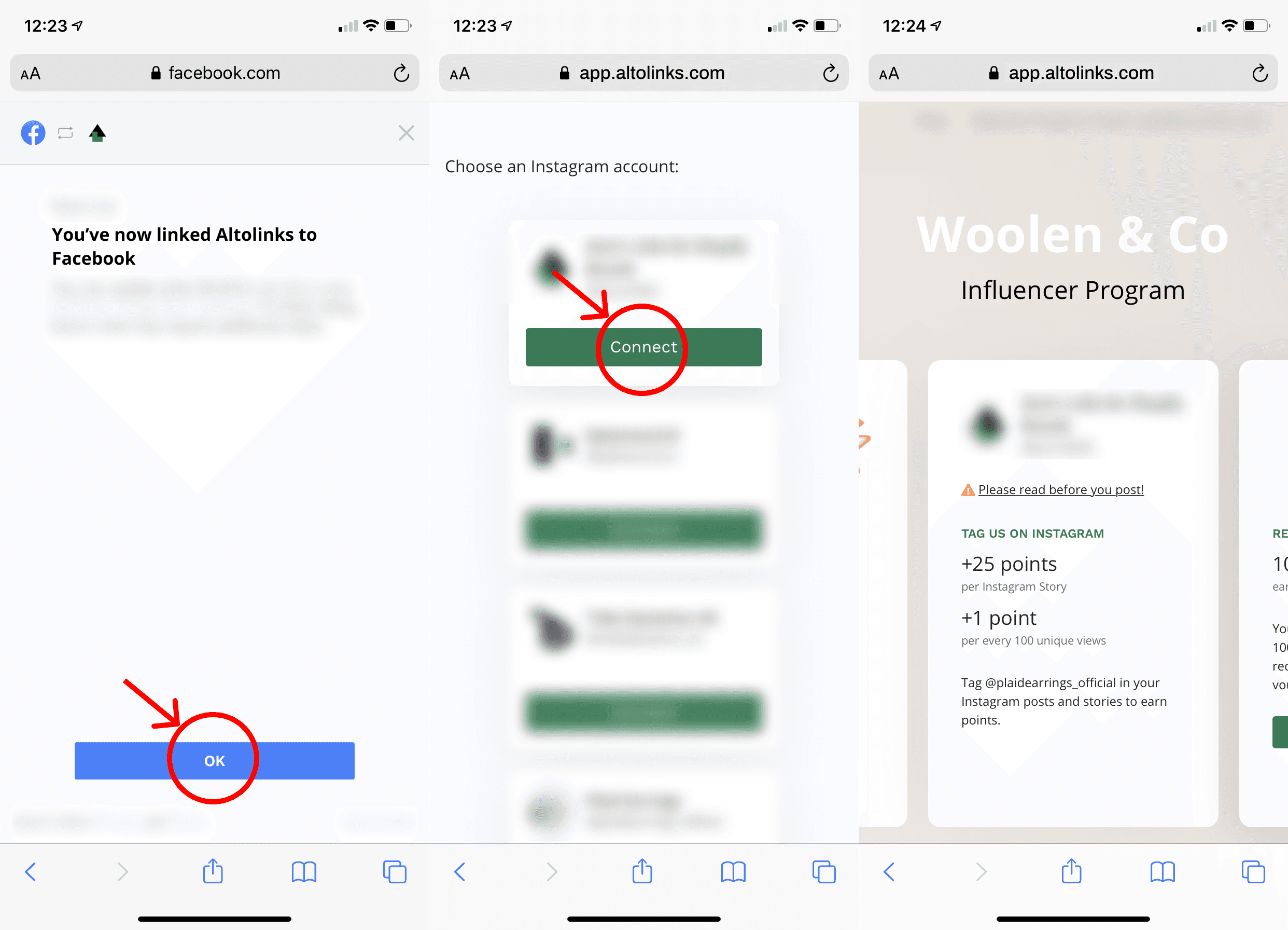 Connecting Instagram to Altolinks