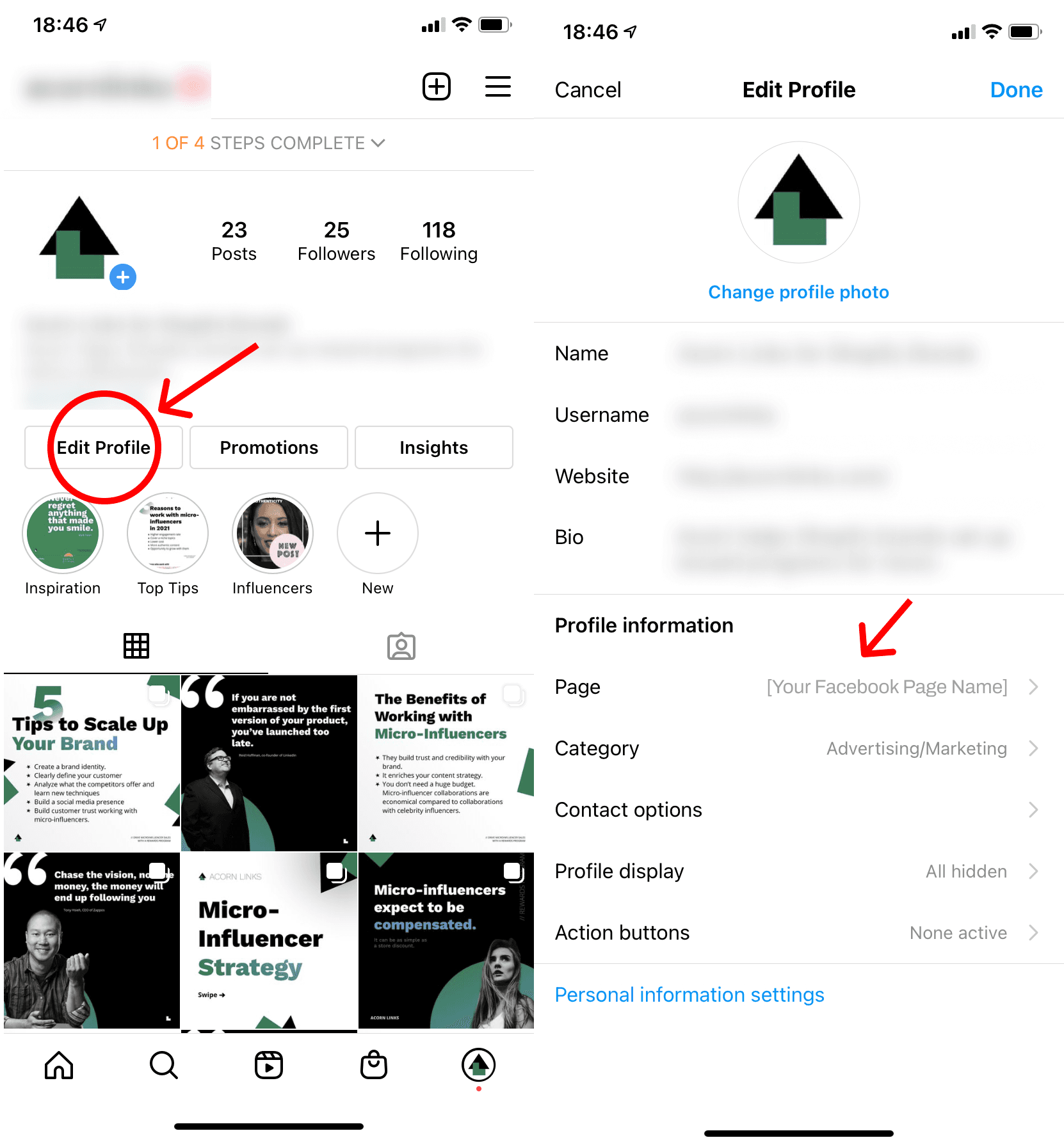 Instagram Edit Profile